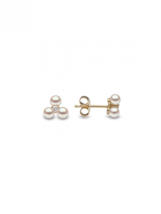 FRESHWATER PEARL AND DIAMOND STUD EARRINGS IN 18CT YELLOW GOLD