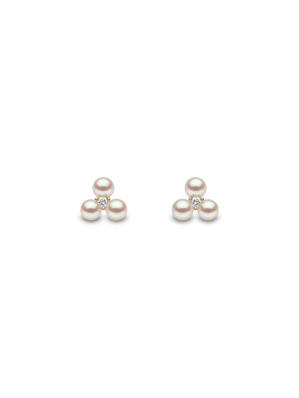 FRESHWATER PEARL AND DIAMOND STUD EARRINGS IN 18CT YELLOW GOLD