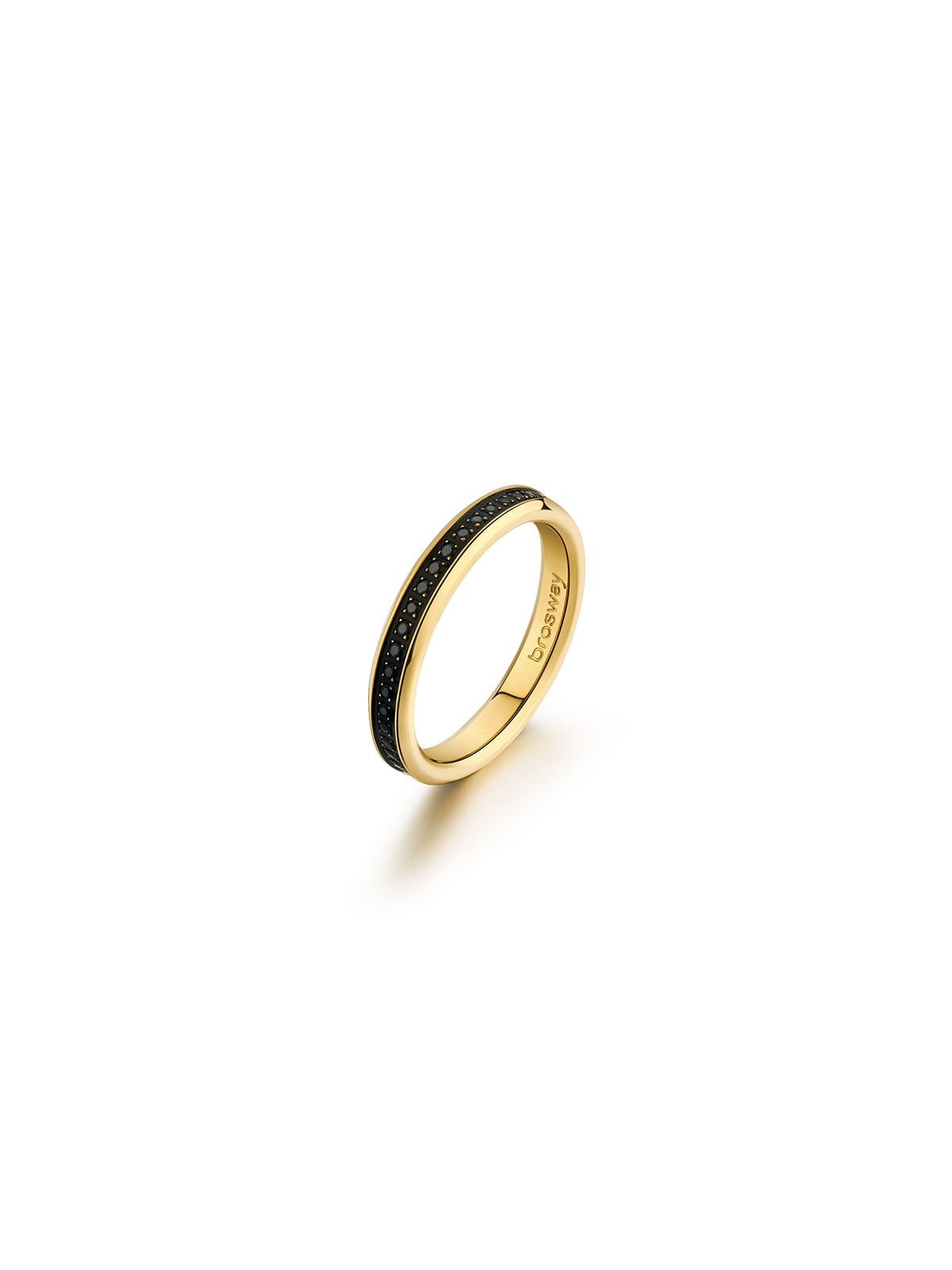 BROSWAY INK - muškI prsten u boji žutog zlata i crnim cirkonima