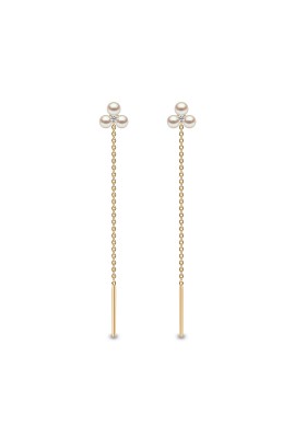 FRESHWATER PEARL AND DIAMOND EARRINGS IN 18CT YELLOW GOLD