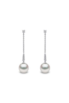 FRESHWATER PEARL AND DIAMOND EARRINGS IN 18CT WHITE GOLD
