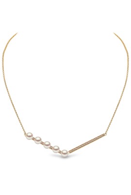 FRESHWATER PEARL AND DIAMOND NECKLACE IN 18CT YELLOW GOLD
