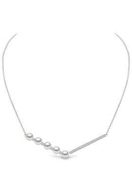 FRESHWATER PEARL AND DIAMOND NECKLACE IN 18CT WHITE GOLD