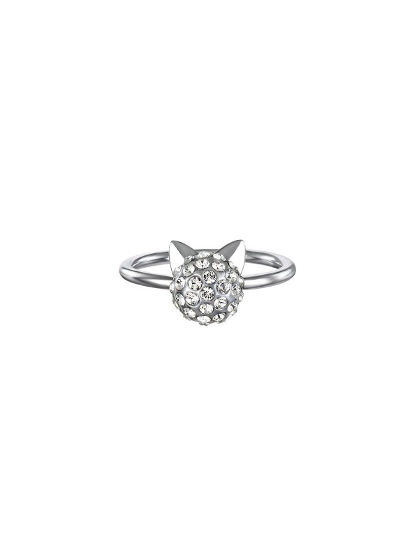 Prsten  platiniran  rodijumom u obliku mačke Choupette sa   Swarovski® kristalima 
Veličina: 55