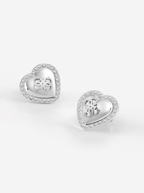 Guess That's Amore ženske minđuše u obliku srca - elegantan aksesoar u boji srebra i ukrašen cirkonima, lako poručite u S&L Jokić online prodavnici.
