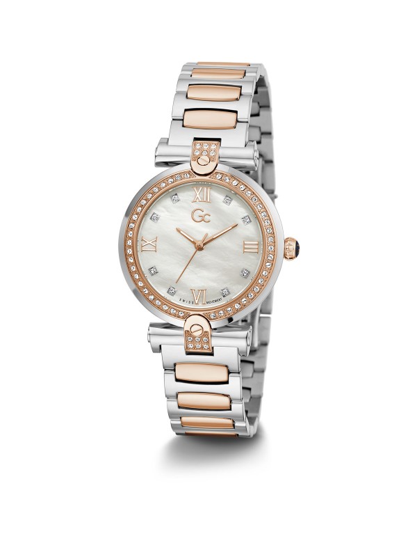 Gc Fusion Lady ručni sat - model u kombinaciji boja srebra i ružičastog zlata i prefinjnenim belim brojčanikom, lako poručite u S&L Jokić online prodavnici.