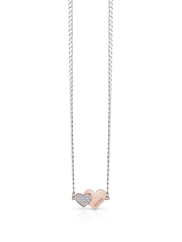 Guess ogrlica od nerđajućeg čelika u boji srebra sa motivom: srce rose gold boje sa Swarovski kristalima. Poručite na S&L Jokić, dostava je besplatna.