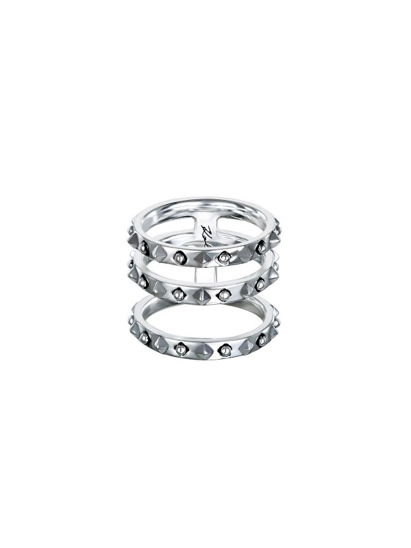 Trostruki prsten  platiniran  rodijumom sa   Swarovski® kristalima.
Veličina: 55