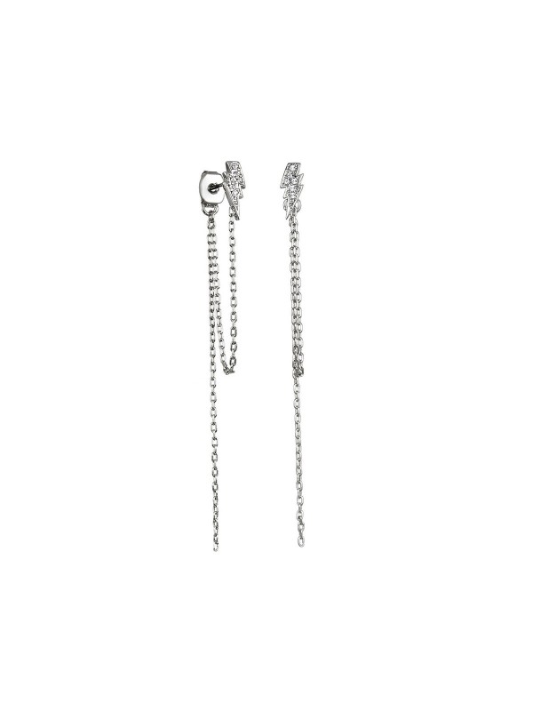 Viseće minđuše  platinirane  rodijumom (munja i viseći lanac) sa   Swarovski® kristalima