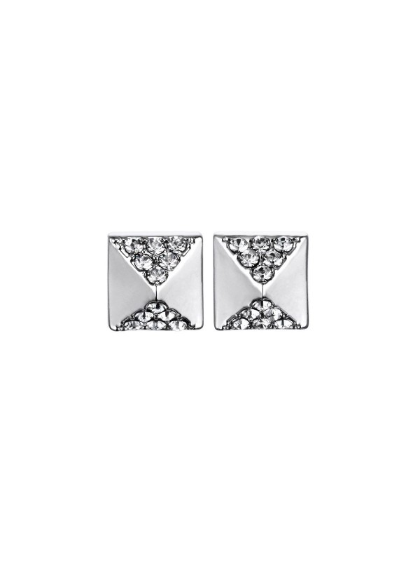 Minđuše  platinirane rodijumom u obliku piramide sa Swarovski® kristalima.