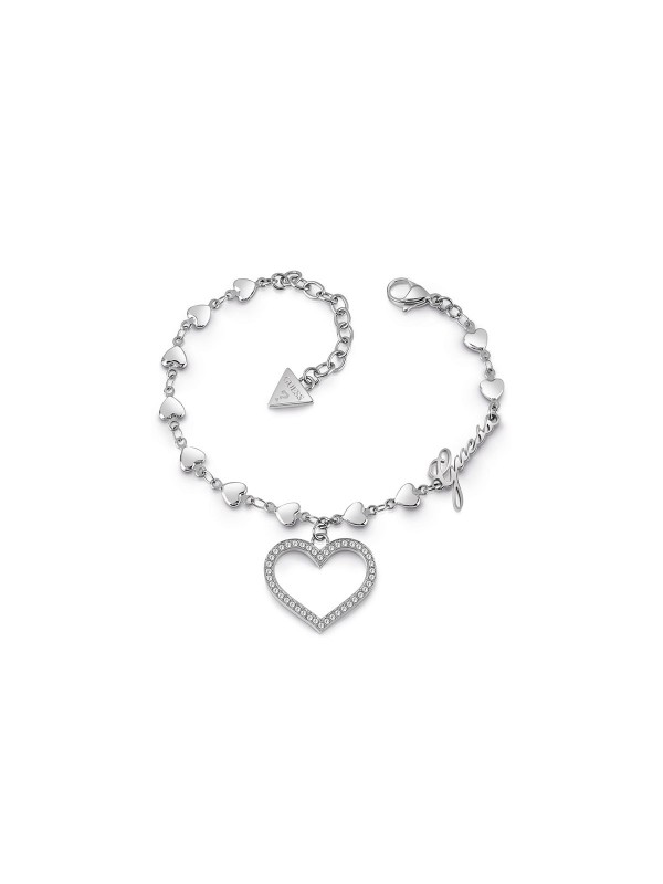Guess narukvica od nerđajućeg čelika u boji srebra sa motivom: srce i priveskom: srce sa Swarovski kristalima. Poručite na S&L Jokić, dostava je besplatna.
