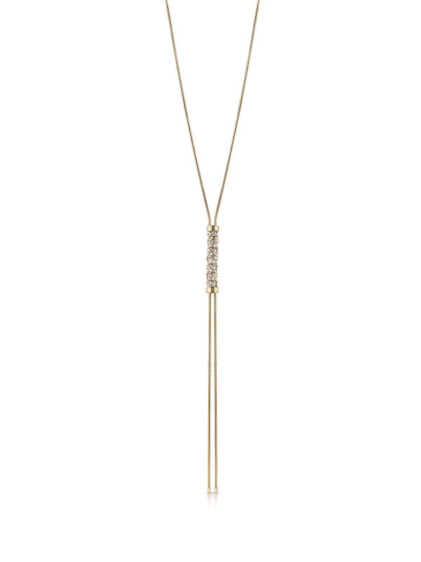 Ogrlica od nerđajućeg čelika u boji žutog zlata sa cevastim priveskom optočenim Swarovski® kristalima