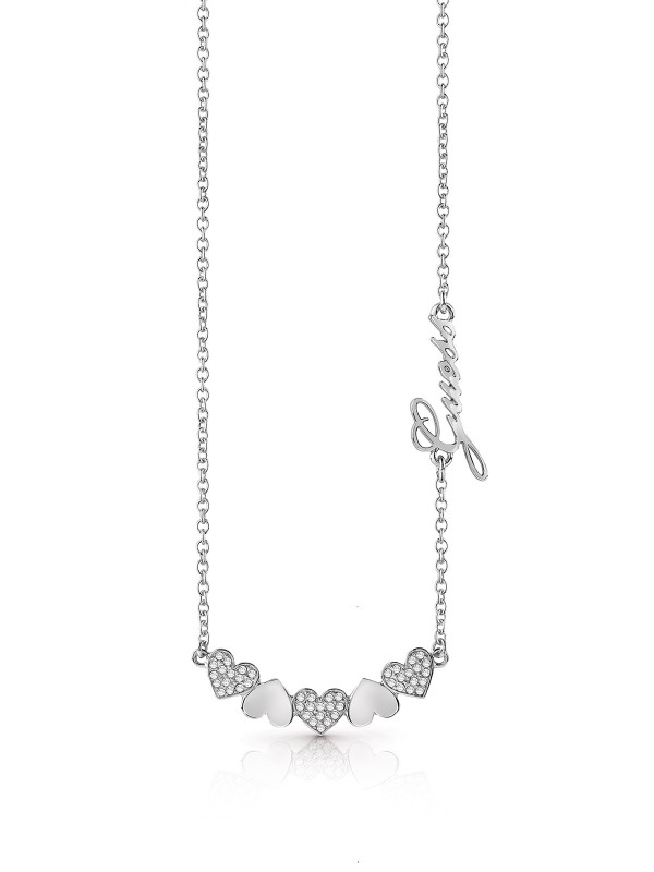 Ogrlica  u boji srebra sa motivom srce, logom Guess i Swarovski® kristalima