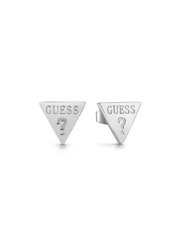 Guess minđuše od nerđajućeg čelika u boji srebra u obliku trougla sa ugraviranim logotipom GUESS i znakom ‚‚?". Poručite na S&L Jokić, dostava je besplatna.