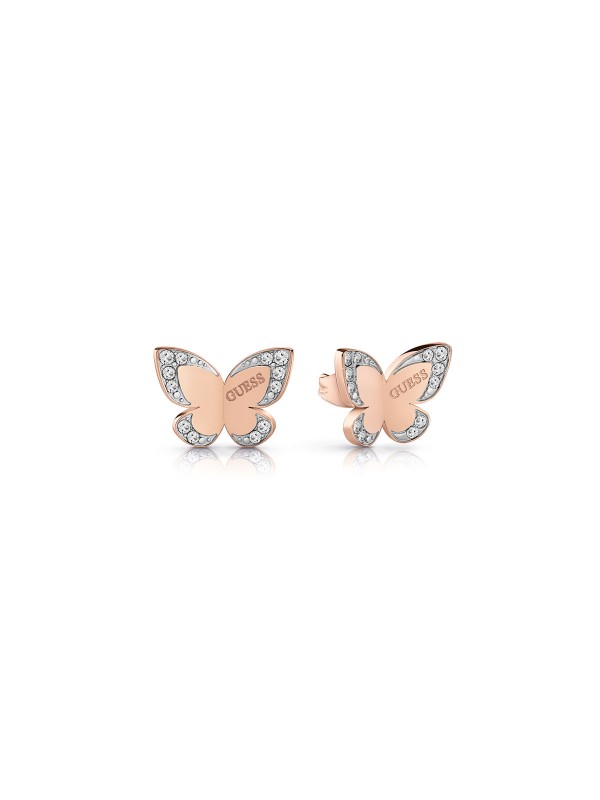 Minđuše od nerđajućeg čelika u boji ružičastog zlata u obliku leptira uokvirene Swarovski®kristalima