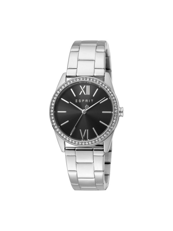 Esprit ženski sat od nerđajućeg čelika u boji srebra sa cirkonima i crnim brojčanikom. Nova kolekcija satova. Poručite na S&L Jokić, dostava je besplatna.