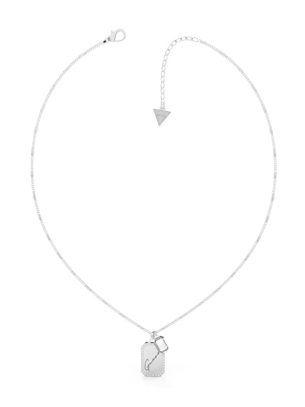 Guess Crystal Tag ogrlicu u boji srebra - JUBN01130JWRHT/U model sa dva elegantna priveska, brzo i lako poručite u S&L Jokić online prodavnici.