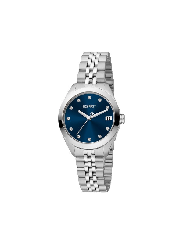 ESPRIT BOX SET - ženski ručni sat u boji srebra (sa teget brojčanikom ukrašenim cirkonima) i narukvicu u boji srebra, lako poručite u S&L Jokić online shop-u.