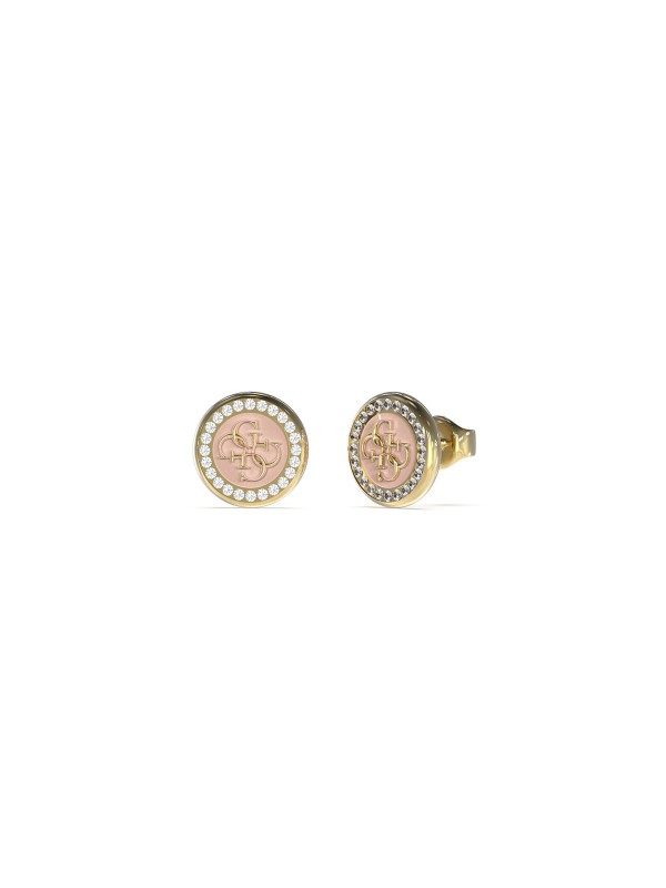 Dreaming Guess ženske minđuše u obliku kruga - model u boji žutog zlata sa roze emajlom, brzo i lako poručite putem S&L Jokić online prodavnice.