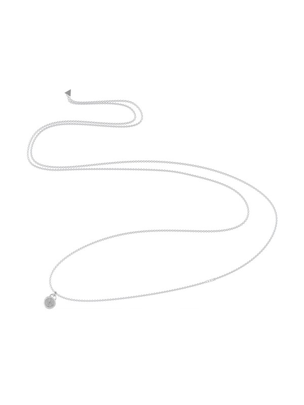 Dreaming Guess dugačku ogrlicu sa detaljem u obliku kruga sa cirkonima i logotipom - model u boji srebra, poručite putem S&L Jokić online shop-a.