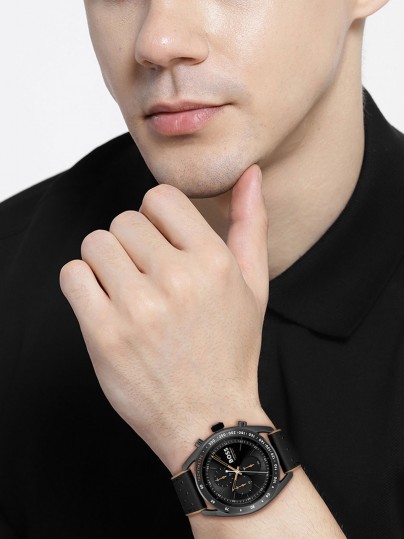 Analogni muški sat - BOSS CENTER COURT - Sportsko-elegantan sat od nerđajućeg čelika sa IP prevlakom u crnoj boji - Poručite online!