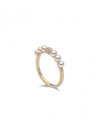 Yoko London prsten sa japanskim Akoya biserima biserima i dijamantima (0,10ct) u žutom zlatu od 18ct, poručite putem S&L Jokić online shop-a.